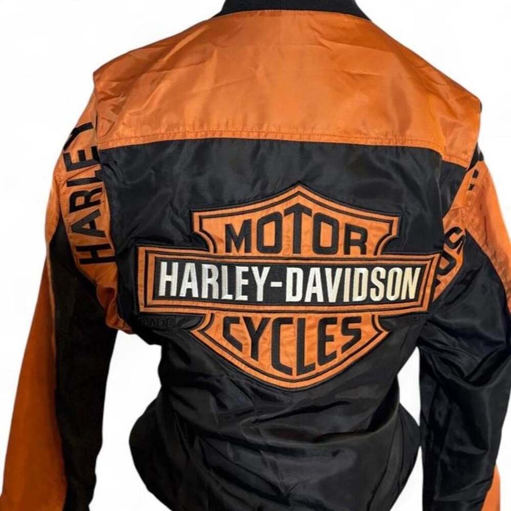 Harley Davidson Women's Orange and Black Jacket